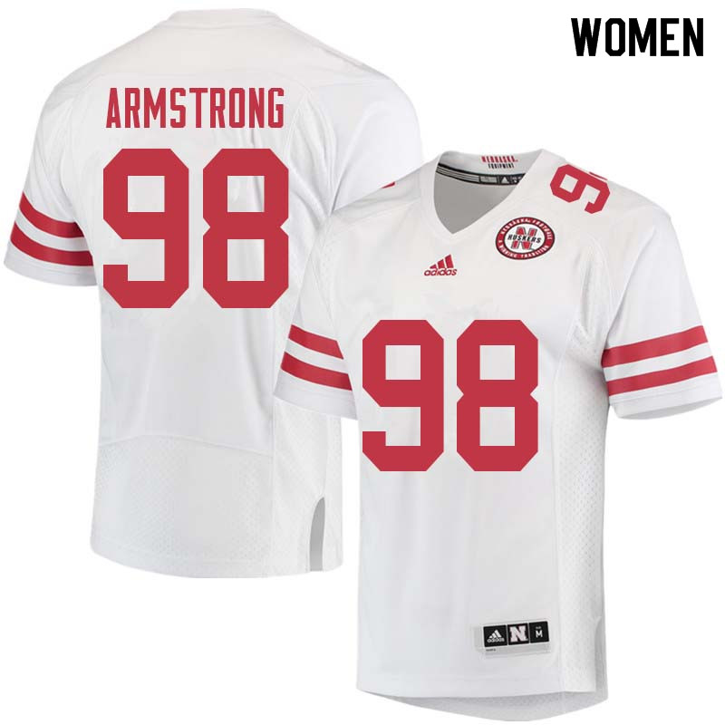 Women #98 Isaac Armstrong Nebraska Cornhuskers College Football Jerseys Sale-White - Click Image to Close